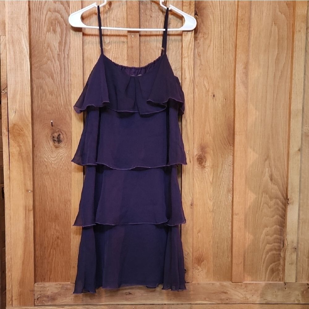 Johnny Martin Sleeveless Strappy Layered Ruffle Knee Length Dress Size 9, Purple